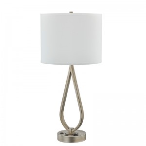 Đèn bànngủ với hoàn thiện bạc cổ, đèn bàn với ổ cắm tiện lợi và cổng USB