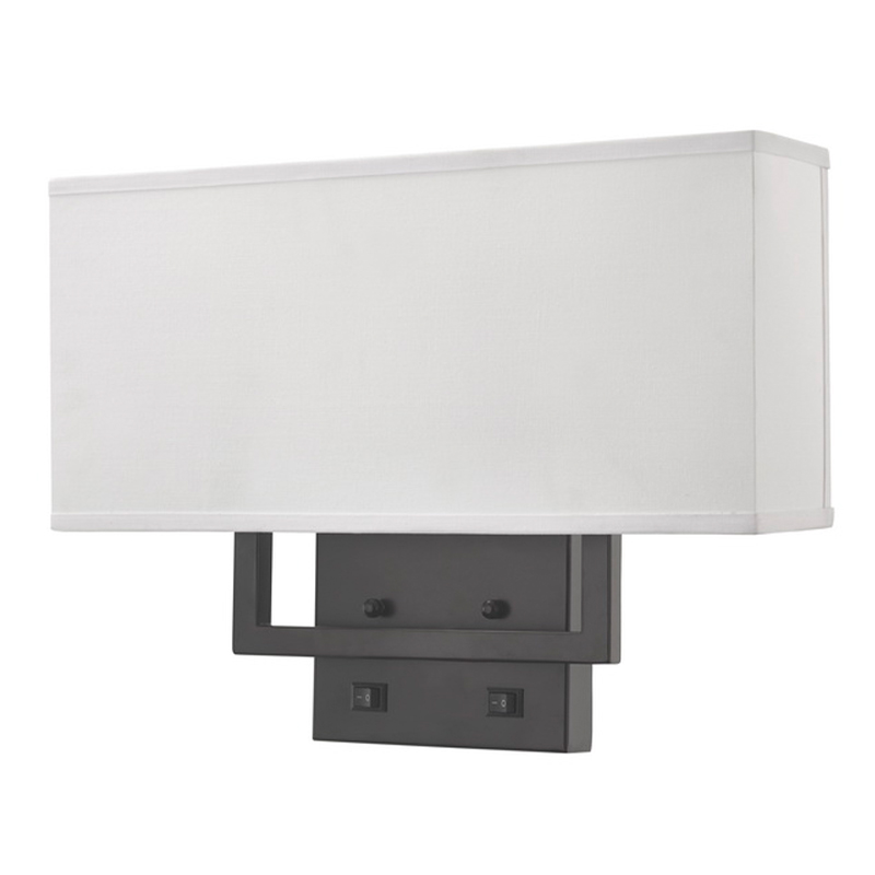 Hampton Inn Hotel Half Half hình chữnhật Đèn tường với lớp hoàn thiện màu đen mờ, hai trên/off Rocker Switches tại phòng khách của khách sạn